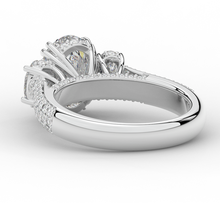 3.70CT.TW OVAL LAB DIAMOND 3 STONE ENGAGEMENT RING - Nazarelle