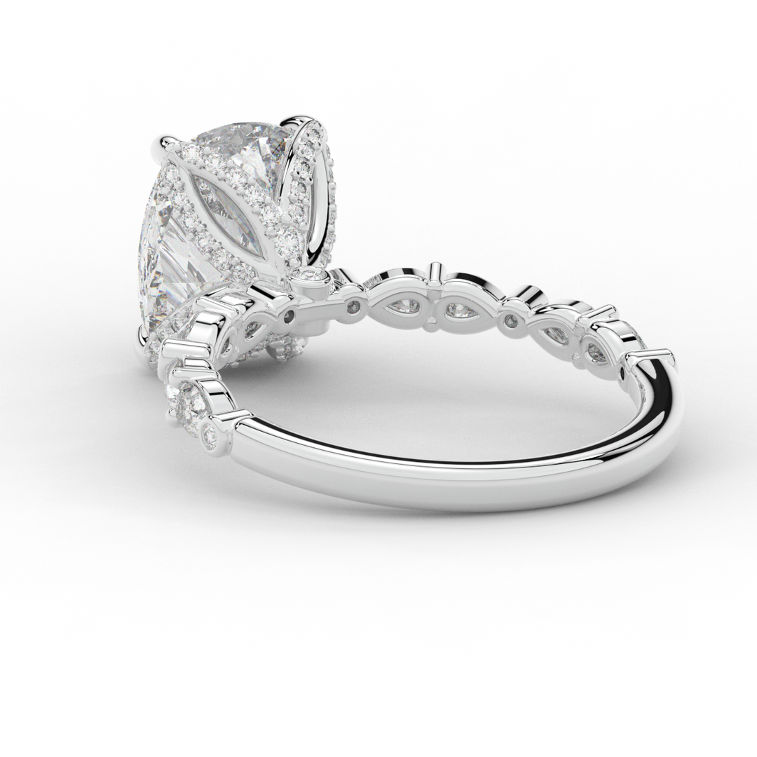 3.60CT.TW CUSHION LAB DIAMOND SOLITAIRE ENGAGEMENT RING - Nazarelle