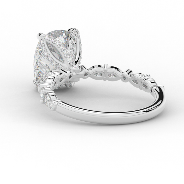 3.60CT.TW CUSHION LAB DIAMOND SOLITAIRE ENGAGEMENT RING - Nazarelle