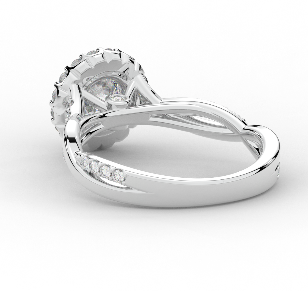 1.35CT.TW ROUND LAB DIAMOND HALO TWIST BAND ENGAGEMENT RING - Nazarelle