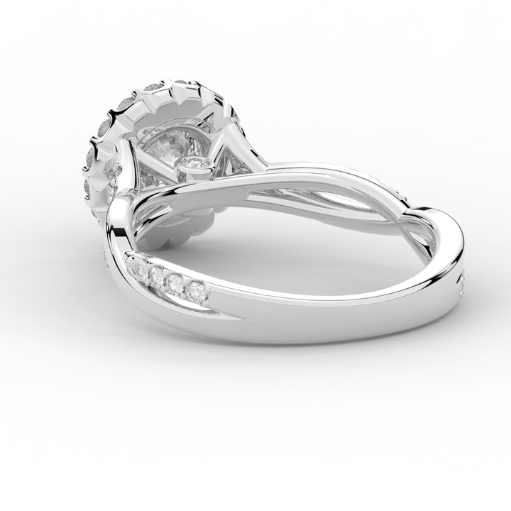 1.35CT.TW ROUND LAB DIAMOND HALO TWIST BAND ENGAGEMENT RING - Nazarelle