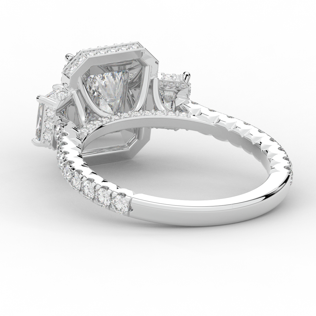 3.20CT.TW RADIANT LAB DIAMOND 3 STONE ENGAGEMENT RING - Nazarelle