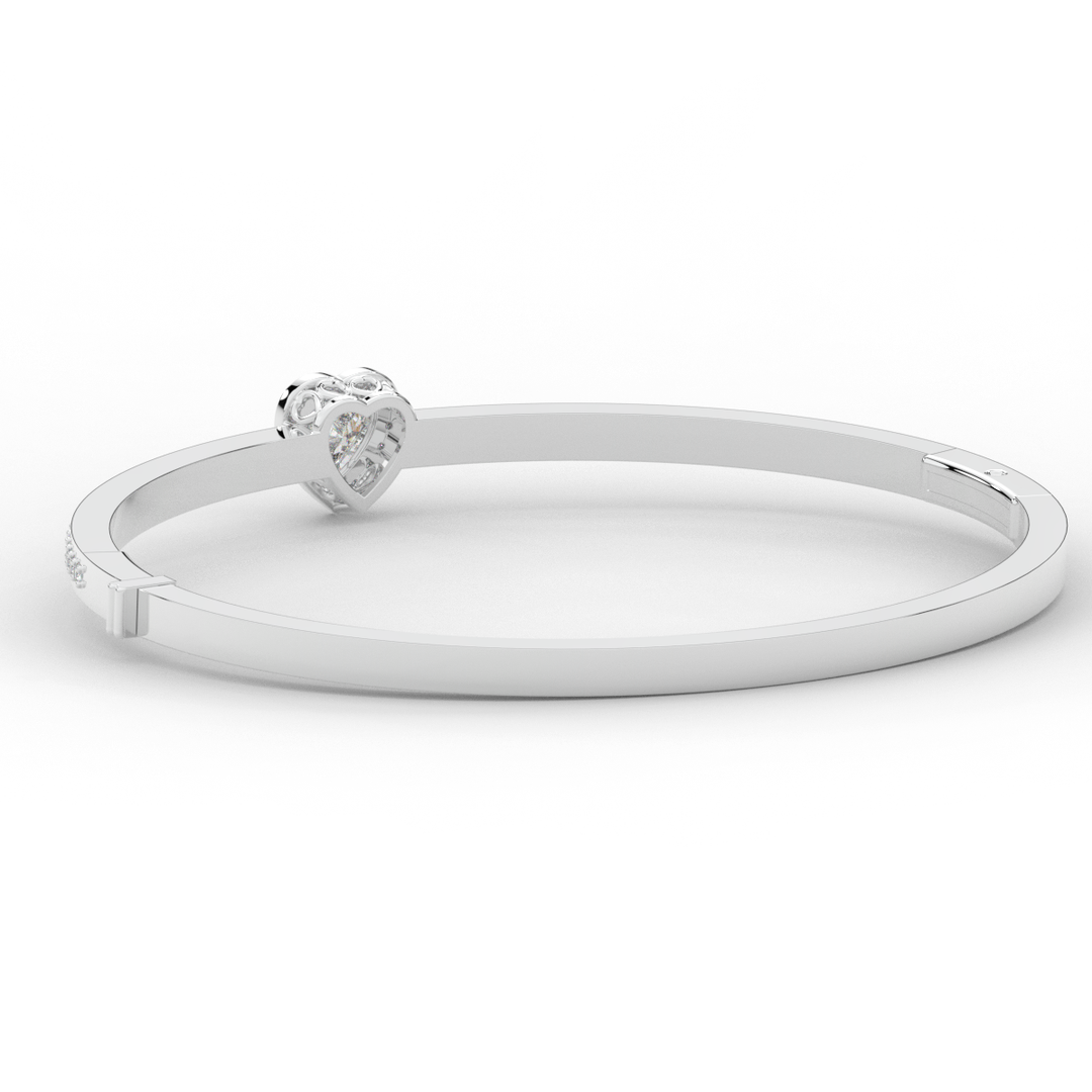 1.65CT.TW HEART AND ROUND LAB DIAMOND  BANGLE - Nazarelle
