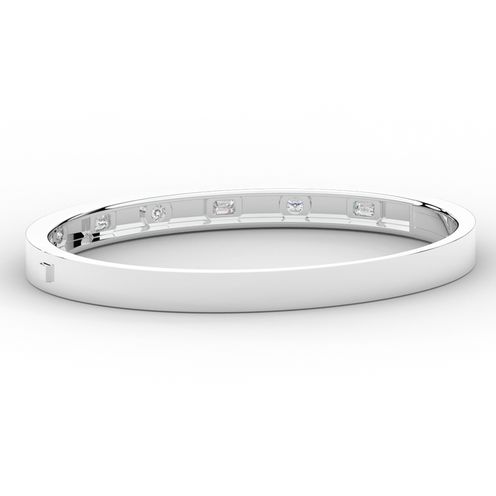 1.00CT.TW ROUND AND EMERALD CUT LAB DIAMOND BEZEL SET BANGLE - Nazarelle