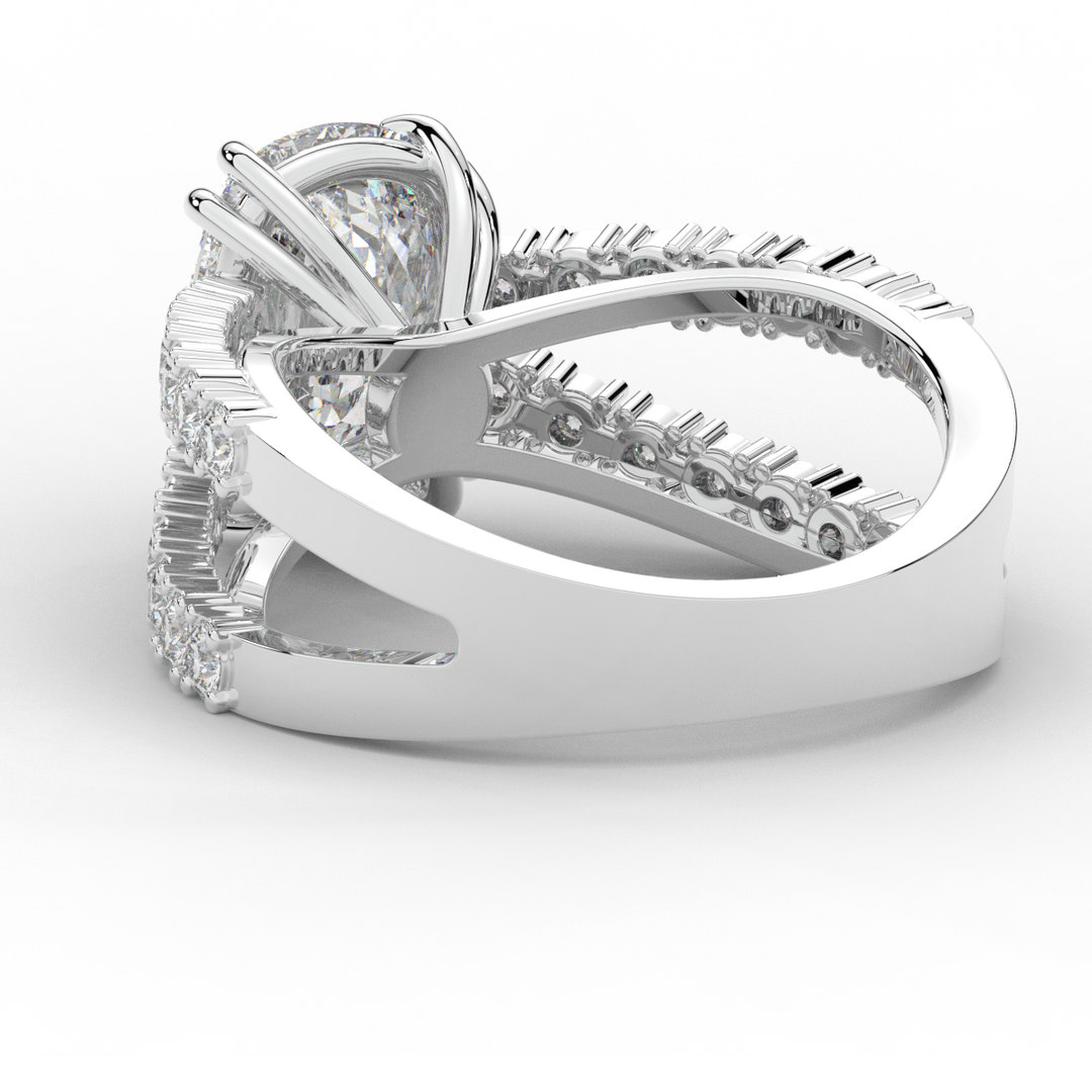 3.75CT.TW CUSHION LAB DIAMOND SPLIT BAND ENGAGEMENT RING - Nazarelle