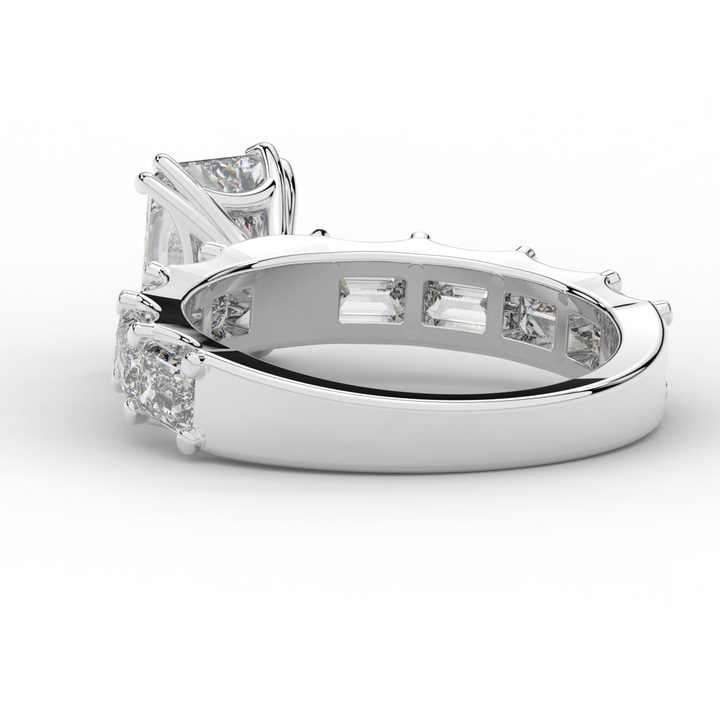 3.75CT.TW RADIANT LAB DIAMOND SOLITAIRE ENGAGEMENT RING - Nazarelle