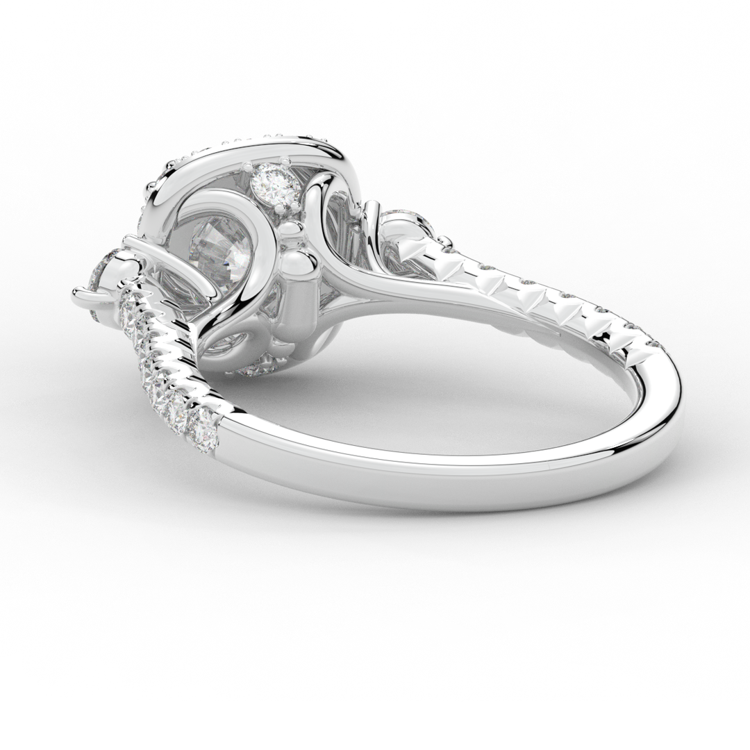 1.75CT.TW ROUND LAB DIAMOND HALO ENGAGEMENT RING - Nazarelle