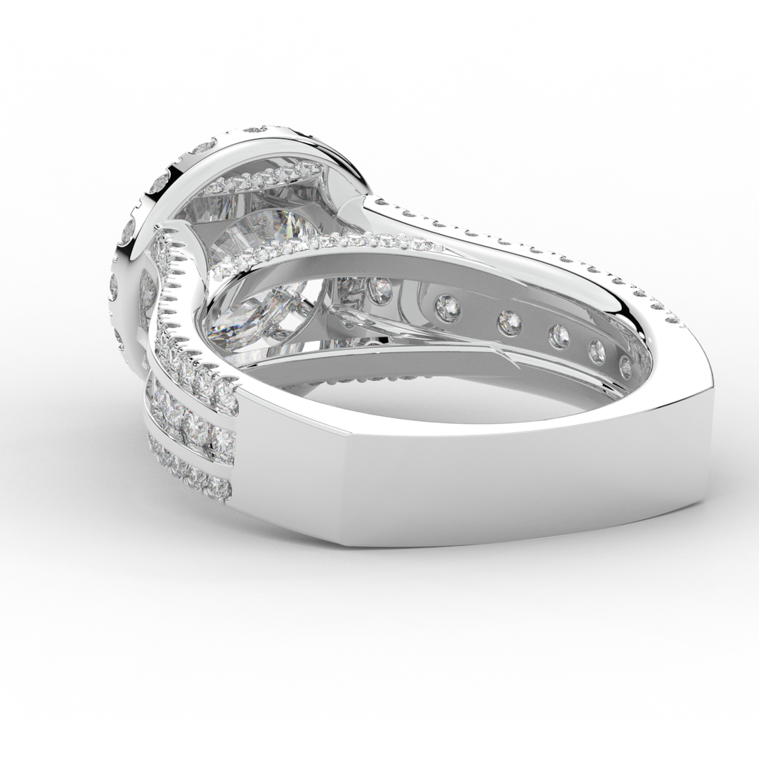 2.90CT.TW ROUND LAB DIAMOND HALO ENGAGEMENT RING - Nazarelle