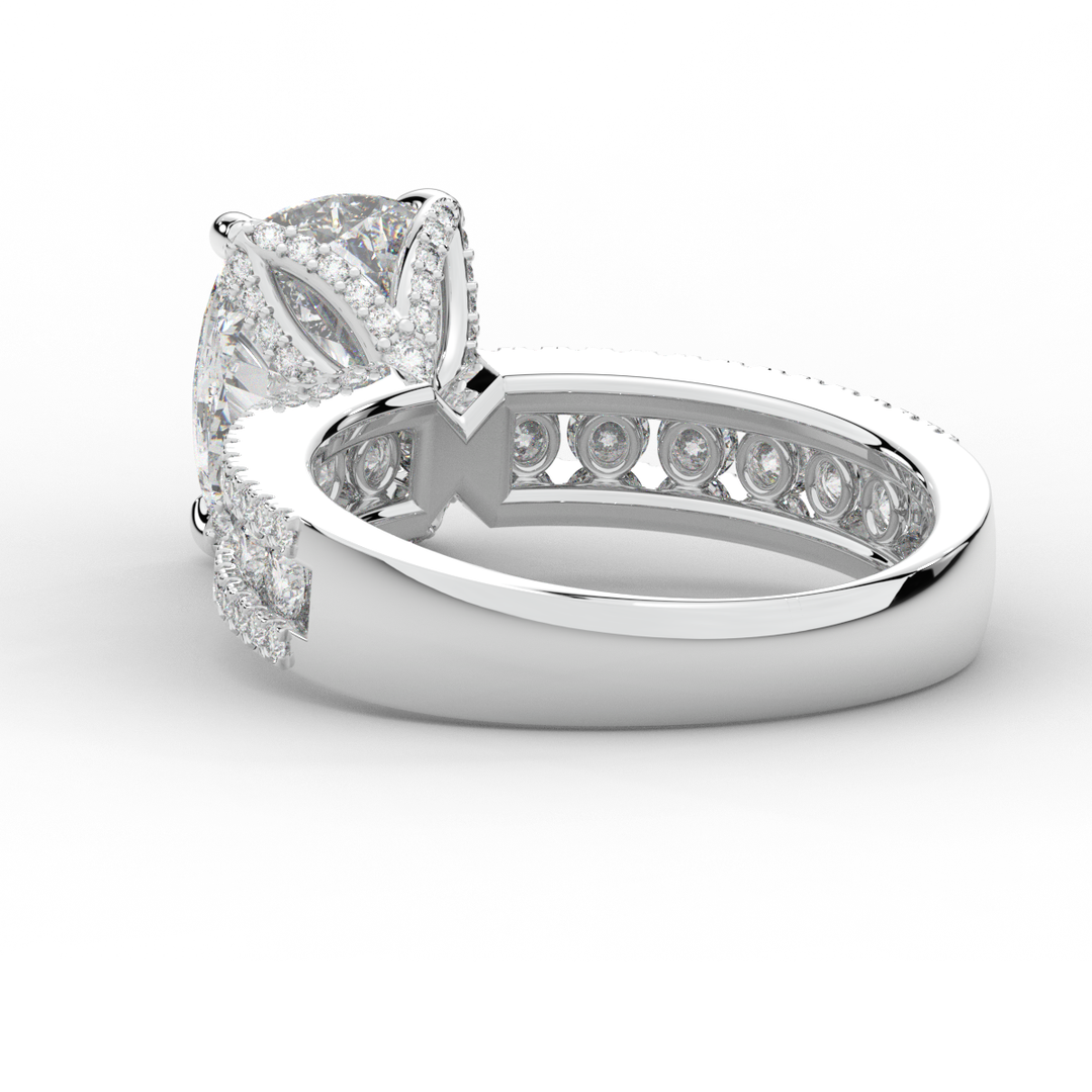 3.95CT.TW CUSHION LAB DIAMOND SOLITAIRE ENGAGEMENT RING - Nazarelle