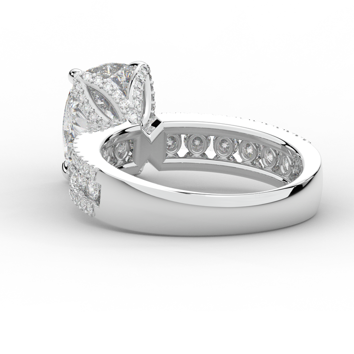 3.95CT.TW CUSHION LAB DIAMOND SOLITAIRE ENGAGEMENT RING - Nazarelle