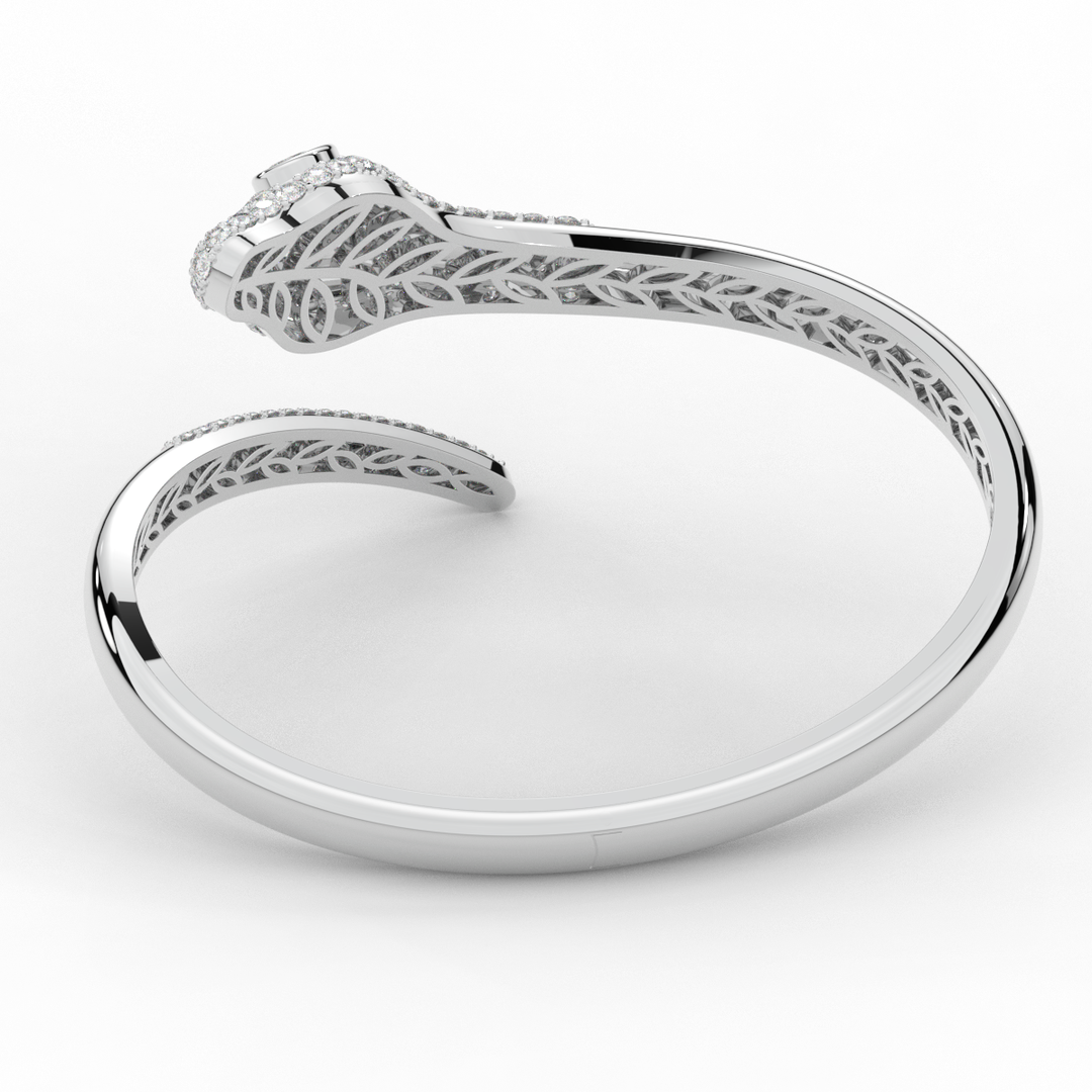 3.75CT.TW ROUND AND PEAR LAB DIAMOND SNAKE BANGLE - Nazarelle