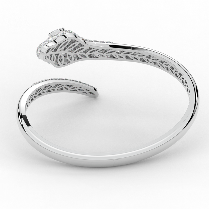 3.75CT.TW ROUND AND PEAR LAB DIAMOND SNAKE BANGLE - Nazarelle