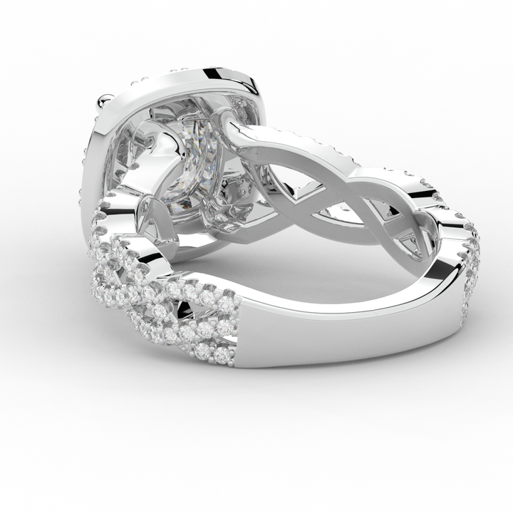 2.70CT.TW CUSHION LAB DIAMOND HALO TRIPLE TWIST ENGAGEMENT RING - Nazarelle
