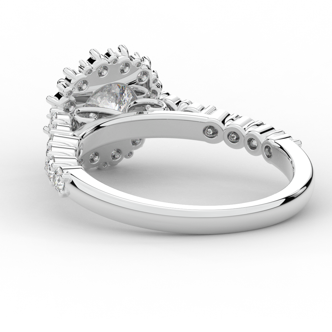 1.60CT.TW ROUND LAB DIAMOND HALO ENGAGEMENT RING - Nazarelle