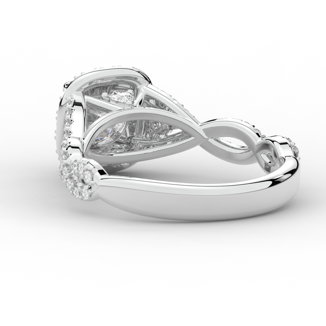 1.30CT.TW ROUND LAB DIAMOND HALO ENGAGEMENT RING - Nazarelle