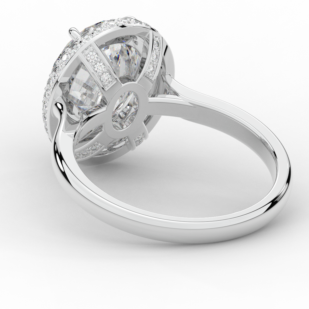 4.40CT.TW OVAL LAB DIAMOND HALO ENGAGEMENT RING - Nazarelle