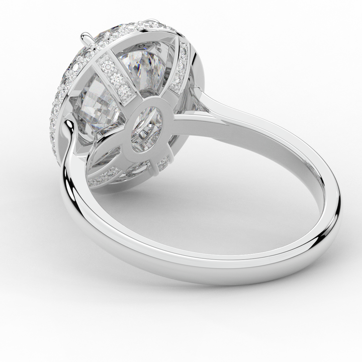 4.40CT.TW OVAL LAB DIAMOND HALO ENGAGEMENT RING - Nazarelle