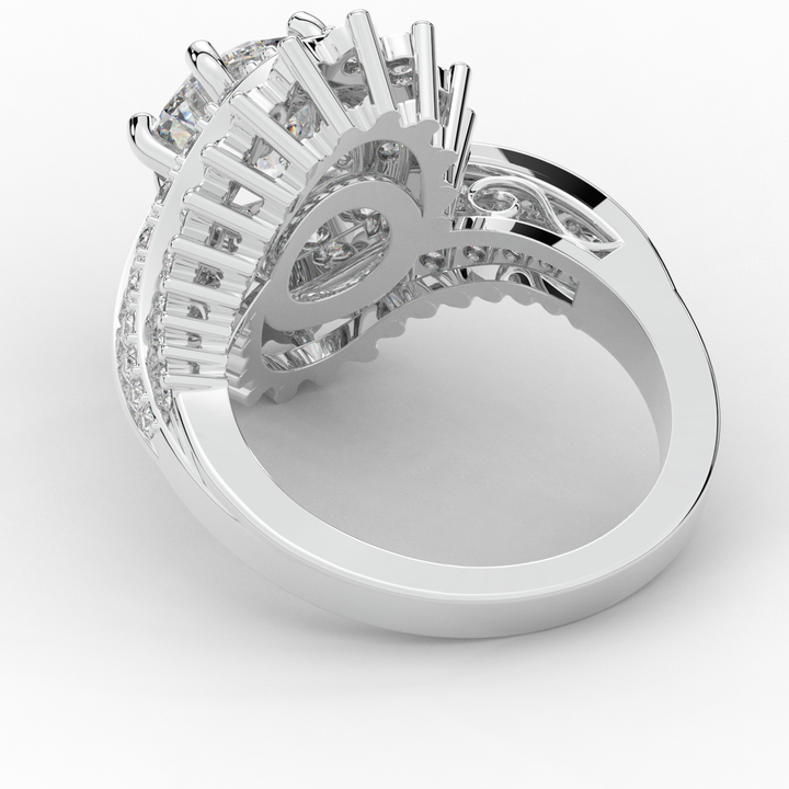 3.35CT.TW ROUND LAB DIAMOND BYPASS HALO ENGAGEMENT RING - Nazarelle