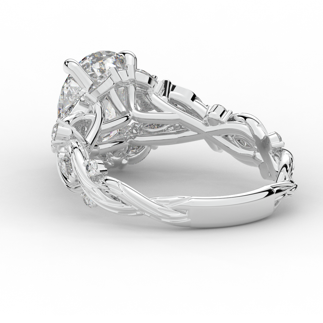 2.60CT.TW OVAL LAB DIAMOND STYLIZED VINE AND TREE BARK FINISH ENGAGEMENT RING - Nazarelle