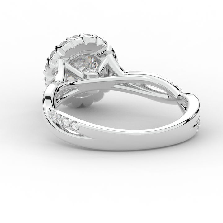 1.35CT.TW ROUND LAB DIAMOND HALO TWIST BAND ENGAGEMENT RING - Nazarelle