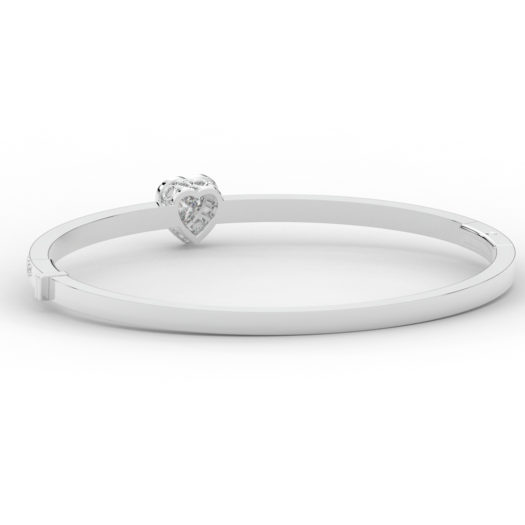 1.65CT.TW HEART AND ROUND LAB DIAMOND  BANGLE - Nazarelle