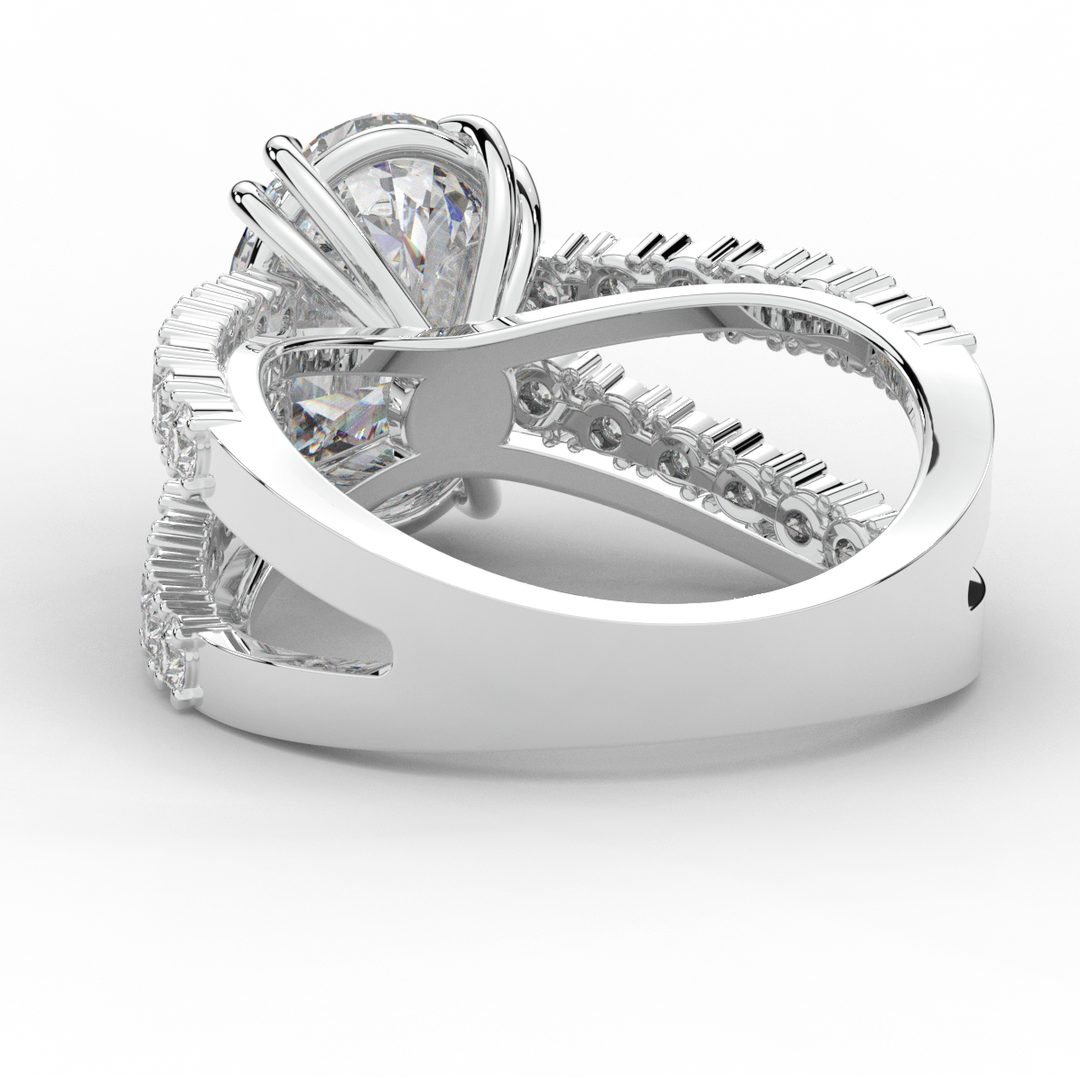 3.75CT.TW OVAL LAB DIAMOND SPLIT BAND ENGAGEMENT RING - Nazarelle