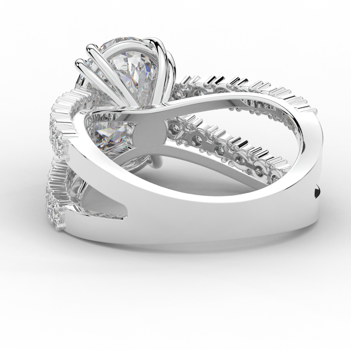 3.75CT.TW OVAL LAB DIAMOND SPLIT BAND ENGAGEMENT RING - Nazarelle
