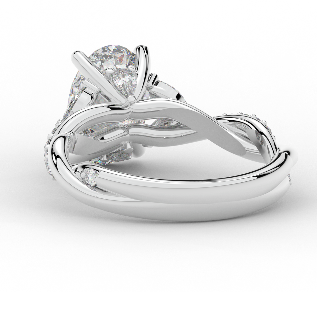 2.40CT.TW OVAL LAB DIAMOND TWIST ENGAGEMENT RING - Nazarelle