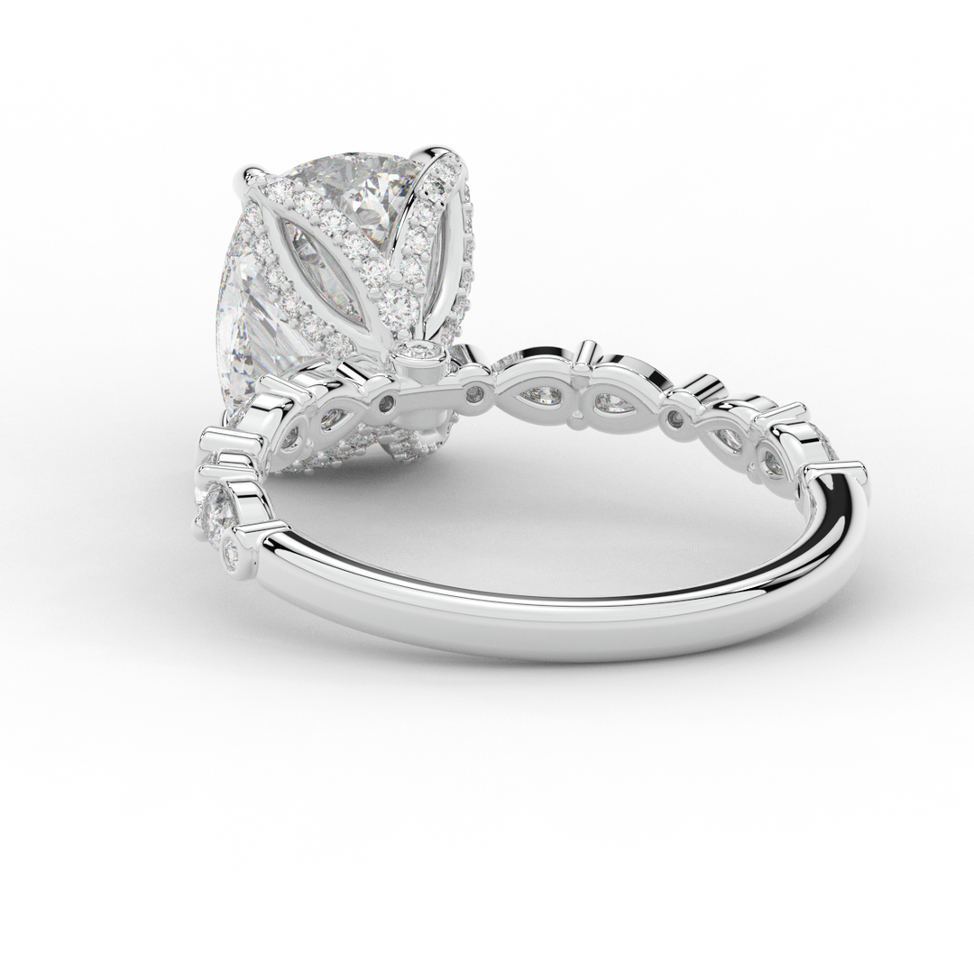 3.60CT.TW CUSHION LAB DIAMOND SOLITAIRE ENGAGEMENT RING - Nazarelle
