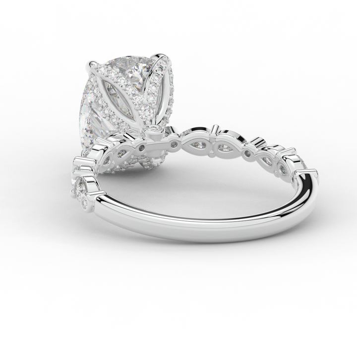 3.60CT.TW CUSHION LAB DIAMOND SOLITAIRE ENGAGEMENT RING - Nazarelle