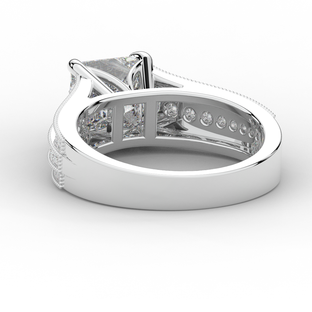 3.55CT.TW PRINCESS LAB DIAMOND ENGAGEMENT RING - Nazarelle