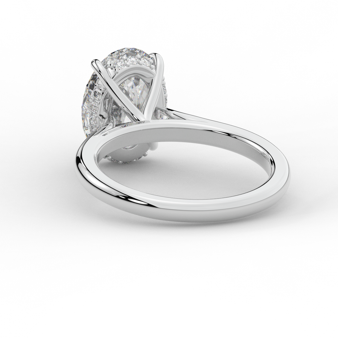 2.05CT.TW OVAL LAB DIAMOND UNDERHALO ENGAGEMENT RING - Nazarelle