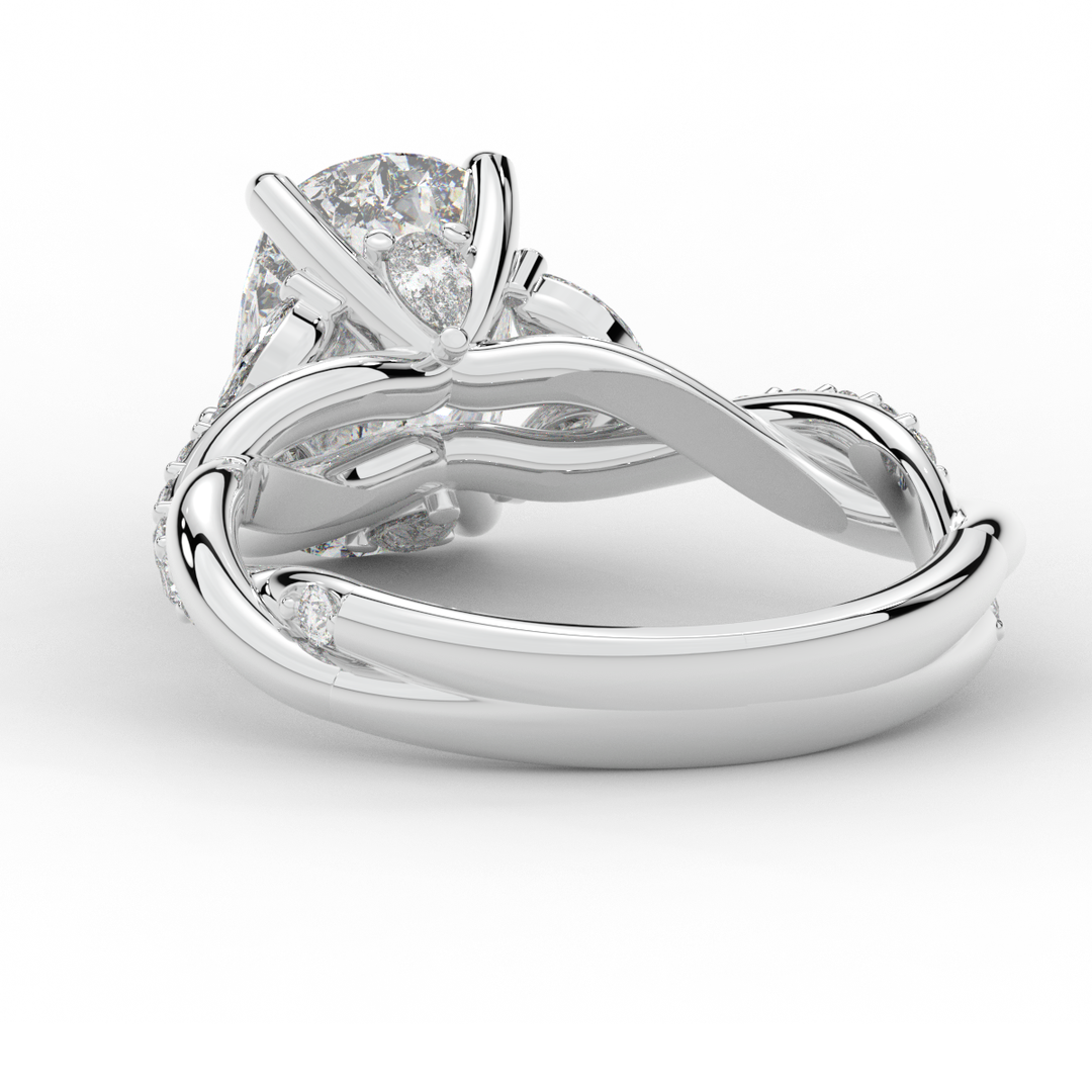 2.40CT.TW CUSHION LAB DIAMOND TWIST BAND ENGAGEMENT RING - Nazarelle