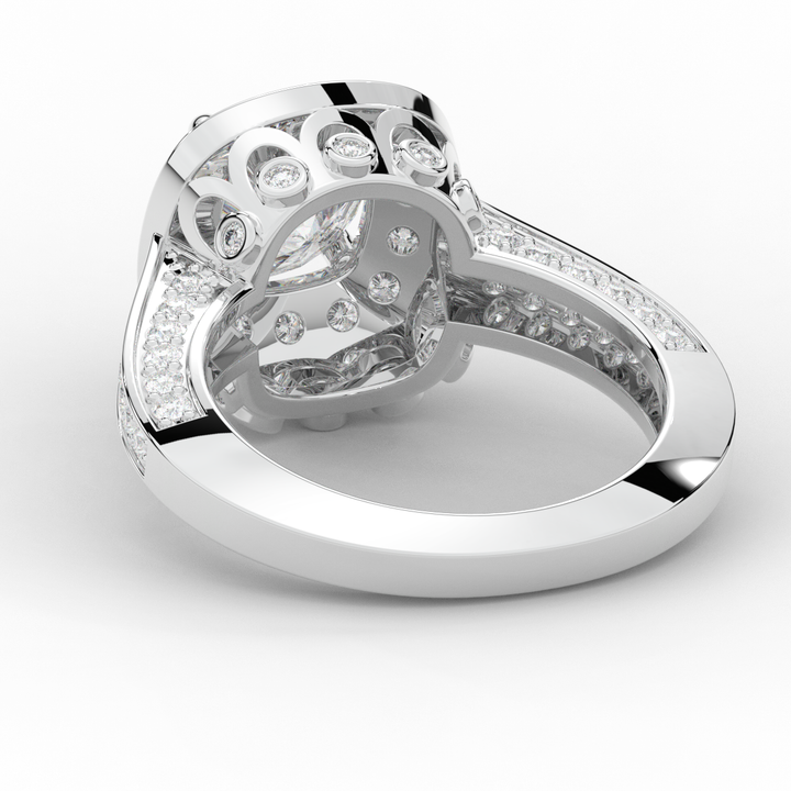 1.50CT.TW ROUND LAB DIAMOND HALO ENGAGEMENT RING - Nazarelle