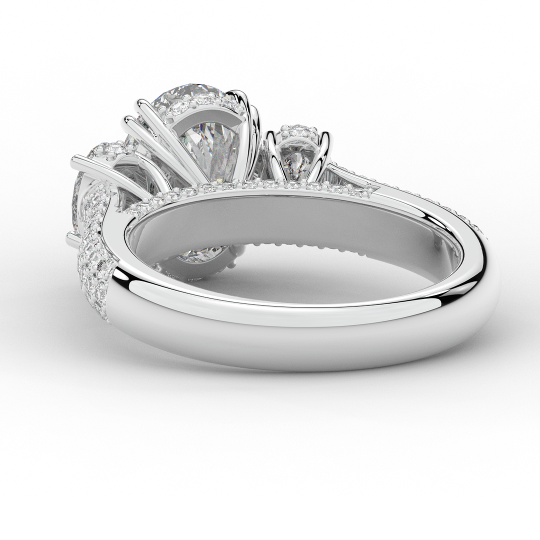 3.70CT.TW OVAL LAB DIAMOND 3 STONE ENGAGEMENT RING - Nazarelle