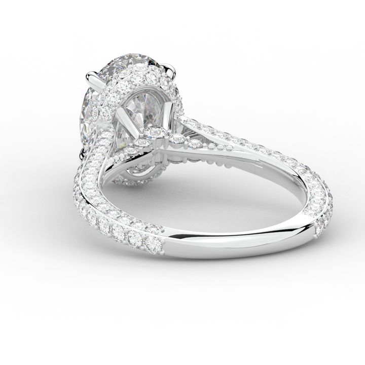 4.00CT.TW OVAL LAB DIAMOND UNDERHALO SOLITAIRE ENGAGEMENT RING - Nazarelle