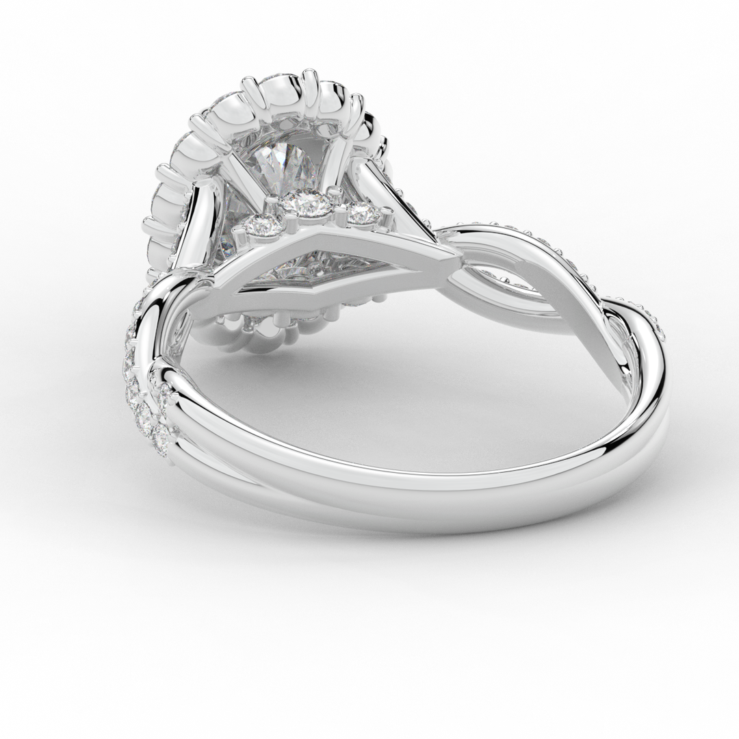 1.75CT.TW OVAL LAB DIAMOND HALO TWIST BAND ENGAGEMENT RING - Nazarelle