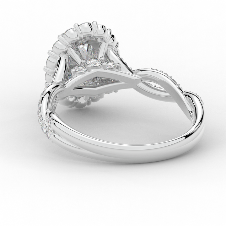 1.75CT.TW OVAL LAB DIAMOND HALO TWIST BAND ENGAGEMENT RING - Nazarelle