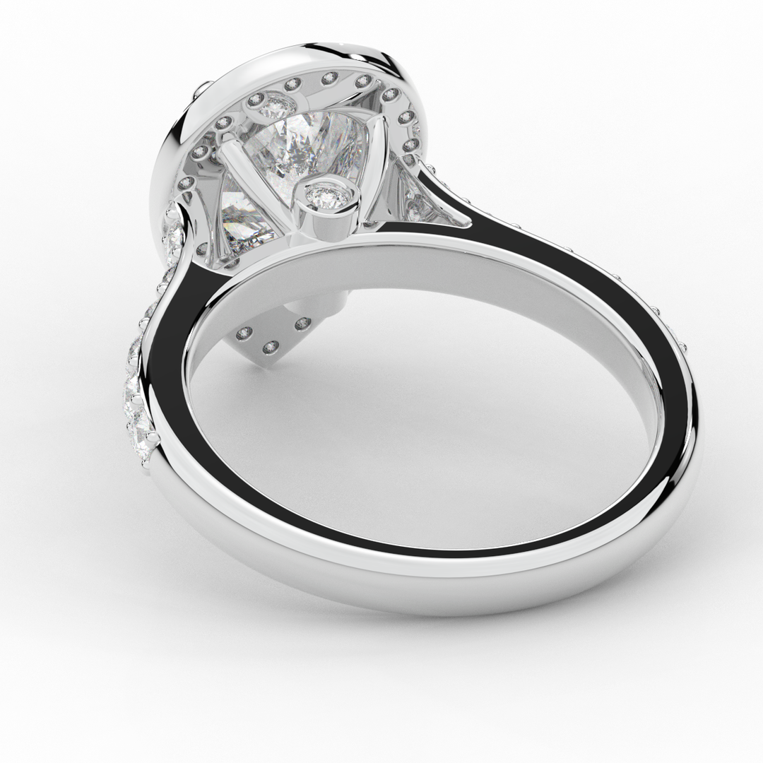 2.50CT.TW PEAR LAB DIAMOND HALO ENGAGEMENT RING - Nazarelle