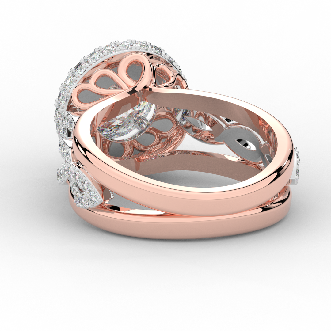 2.85CT.TW ROUND LAB DIAMOND HALO TWO TONE ENGAGEMENT RING - Nazarelle