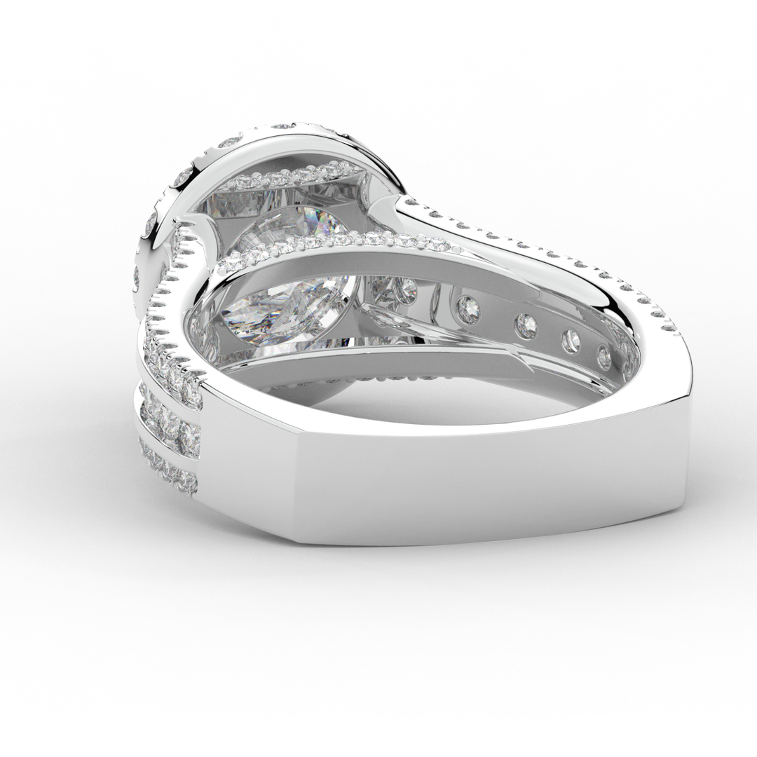 2.90CT.TW ROUND LAB DIAMOND HALO ENGAGEMENT RING - Nazarelle