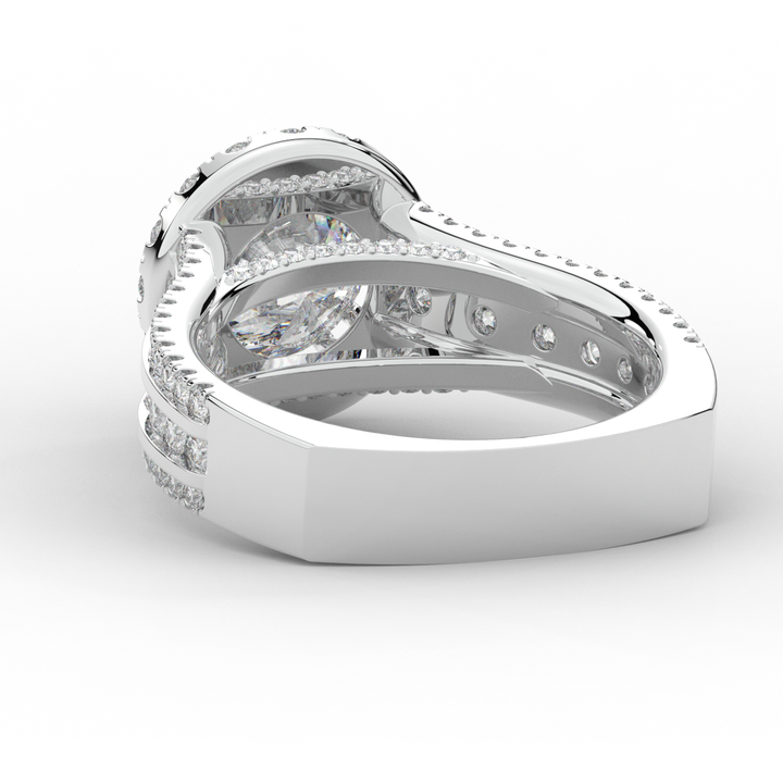 2.90CT.TW ROUND LAB DIAMOND HALO ENGAGEMENT RING - Nazarelle