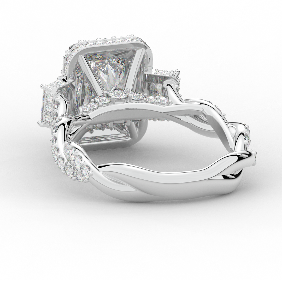 4.70CT.TW RADIANT LAB DIAMOND 3 STONE ENGAGEMENT RING - Nazarelle