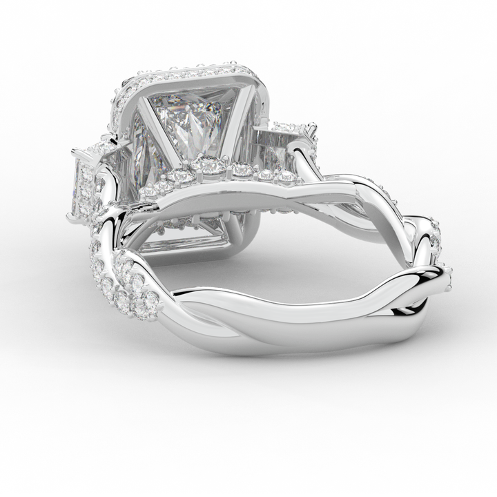 4.70CT.TW RADIANT LAB DIAMOND 3 STONE ENGAGEMENT RING - Nazarelle