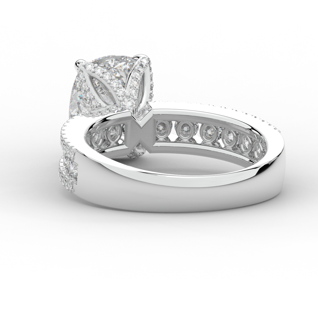 3.95CT.TW CUSHION LAB DIAMOND SOLITAIRE ENGAGEMENT RING - Nazarelle