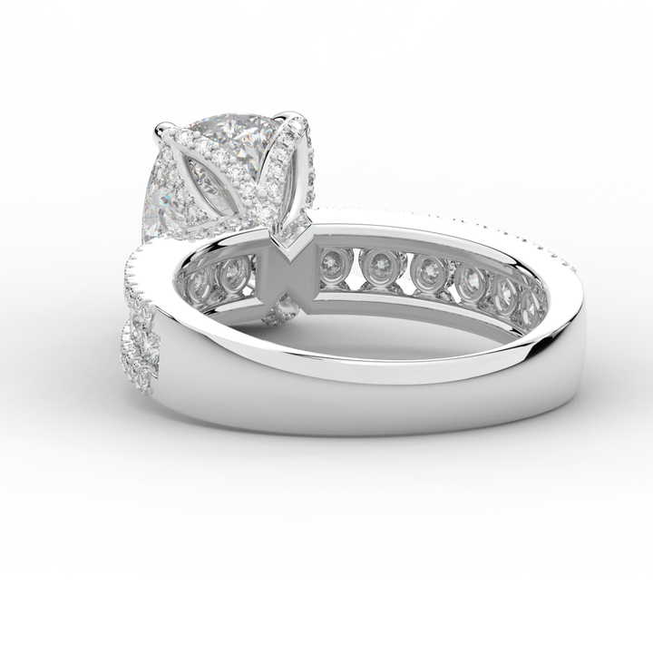 3.95CT.TW CUSHION LAB DIAMOND SOLITAIRE ENGAGEMENT RING - Nazarelle