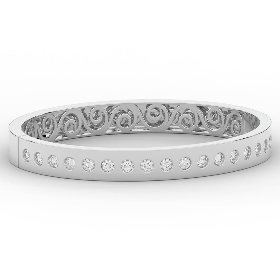4.50CT.TW ROUND LAB DIAMOND ETERNITY BEZEL SET BANGLE - Nazarelle