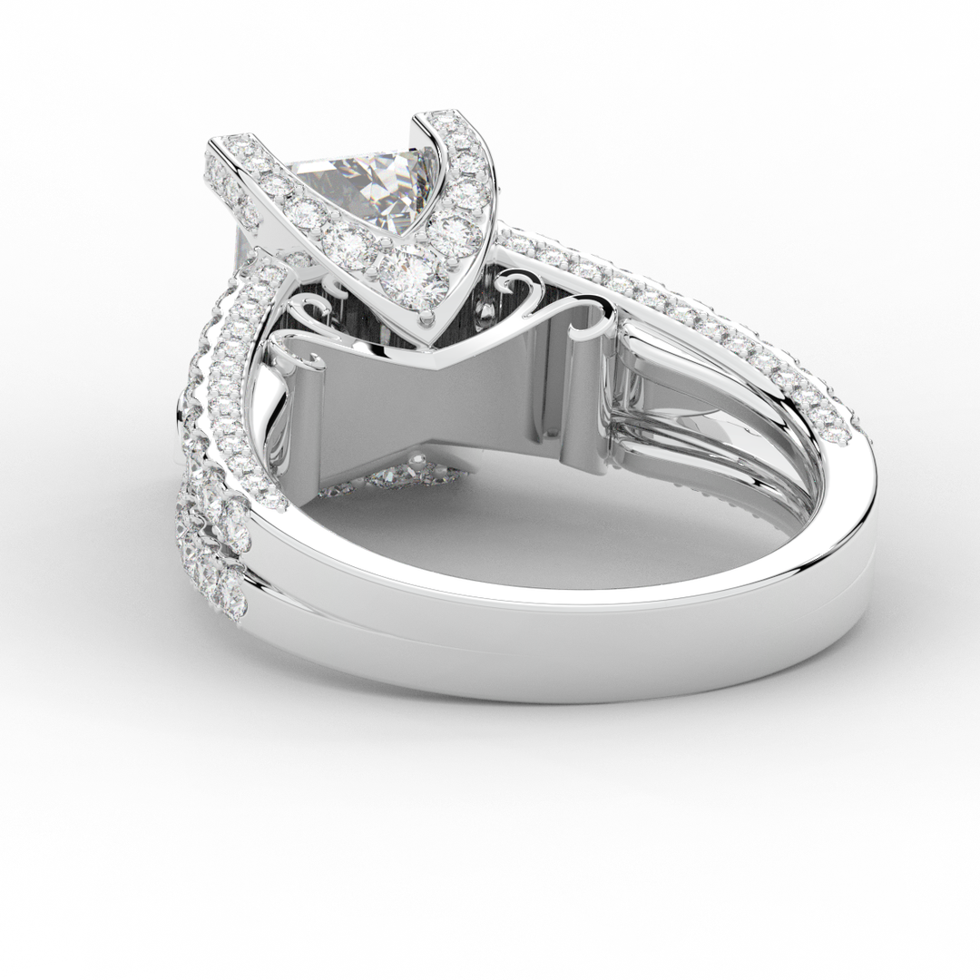 4.60CT.TW EMERALD CUT LAB DIAMOND SPLIT SHANK ENGAGEMENT RING - Nazarelle