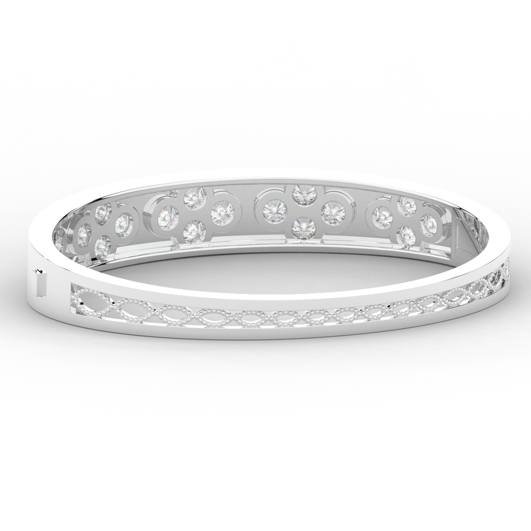 4.10CT.TW ROUND LAB DIAMOND BEZEL SET BANGLE - Nazarelle