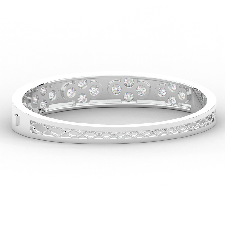 4.10CT.TW ROUND LAB DIAMOND BEZEL SET BANGLE - Nazarelle